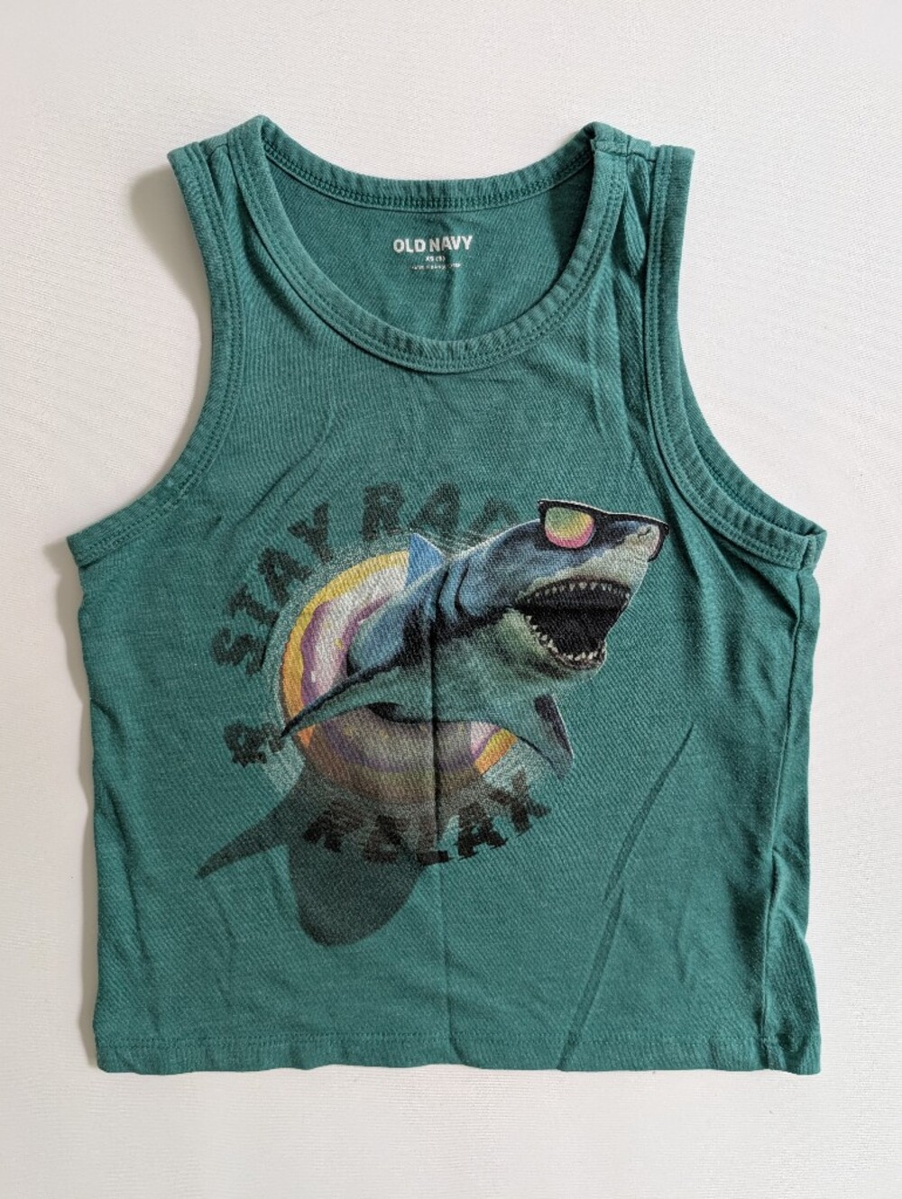 Old Navy Teal Shark Graphic Tank Top